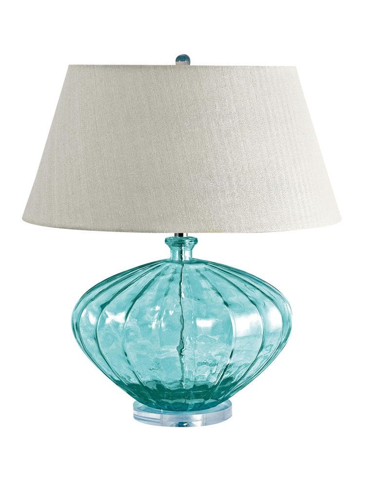 Blue Recycled Glass Fluted Urn Lamp
